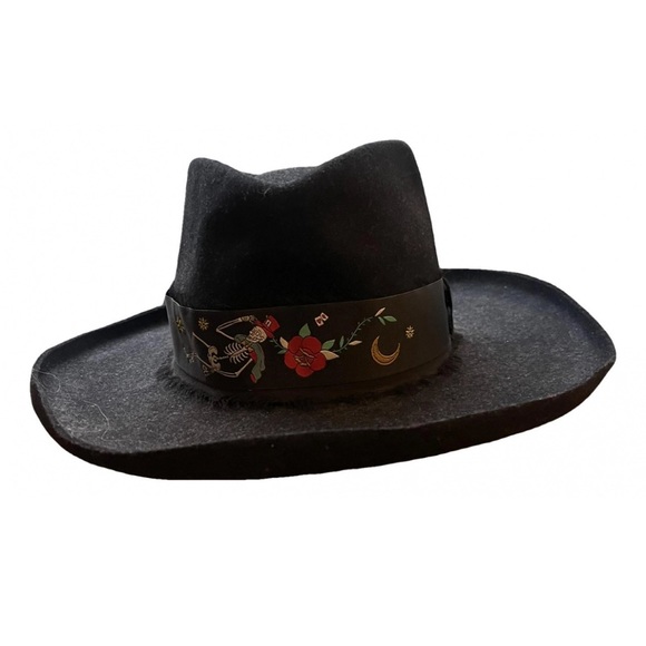 Zadig & Voltaire Black Wool Fedora Hat Abayo Tattoo Size 2 - Picture 3 of 9